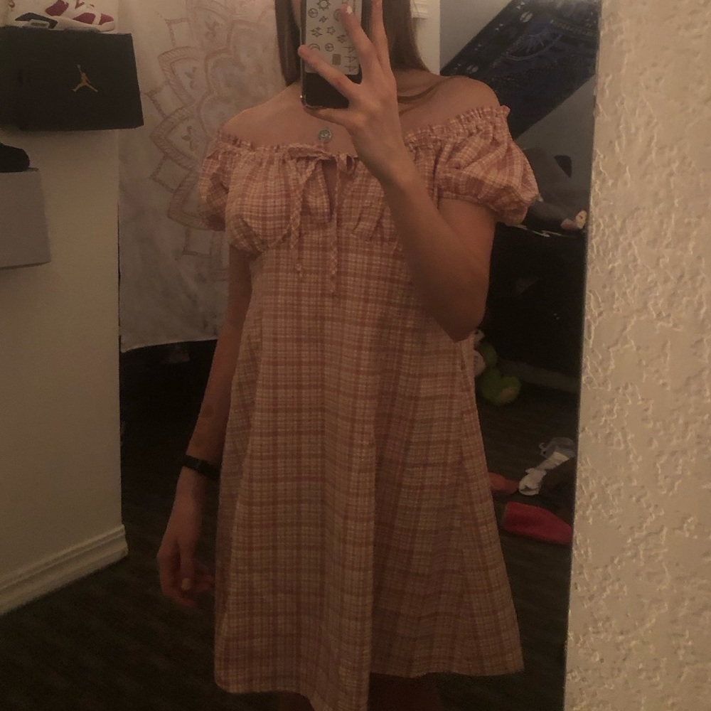 COPY - Pink and White Stich and Pine Plaid Dress